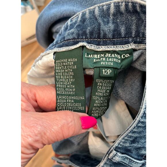 Lauren Jeans Petite Cropped Decorative Hem Jeans 12P Coastal Cowgirl Western - Picture 6 of 6